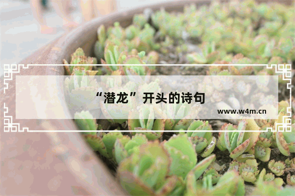 “潜龙”开头的诗句