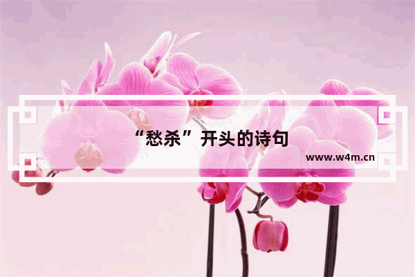 “愁杀”开头的诗句