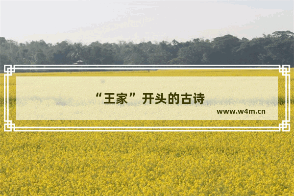 “王家”开头的古诗