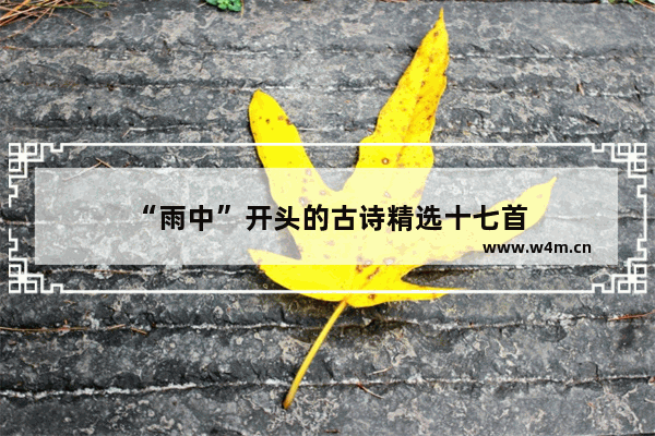 “雨中”开头的古诗精选十七首