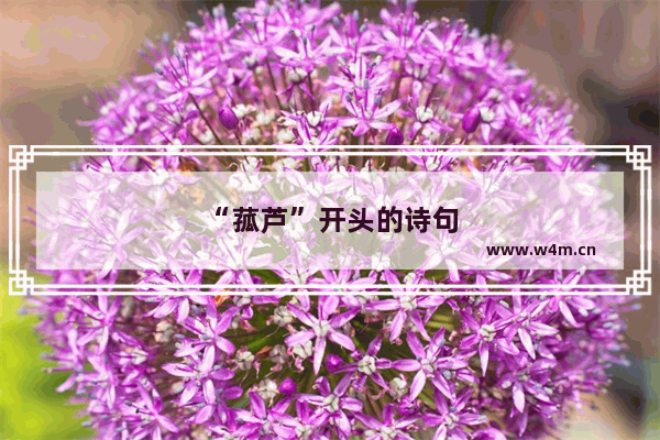 “菰芦”开头的诗句