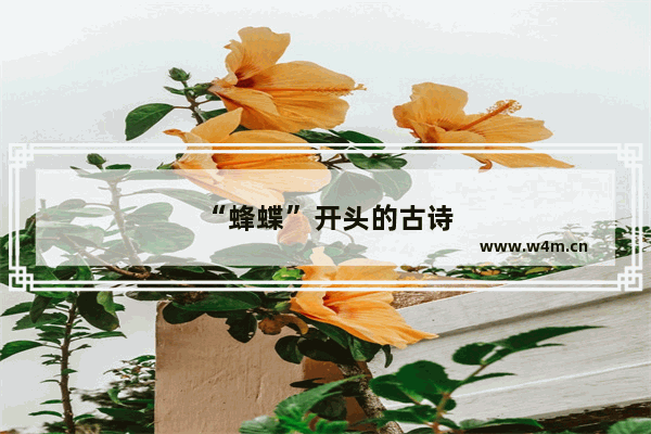 “蜂蝶”开头的古诗