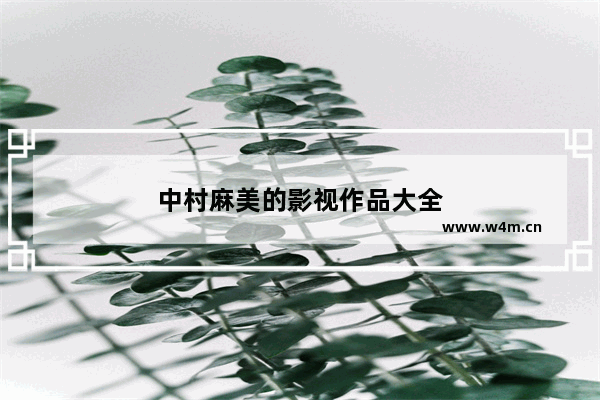 中村麻美的影视作品大全