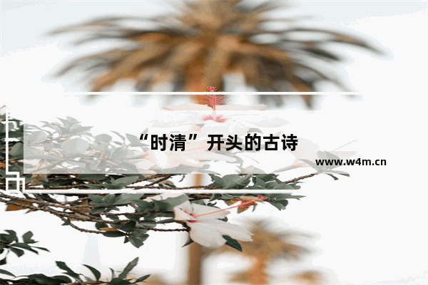 “时清”开头的古诗