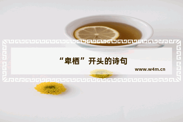 “卑栖”开头的诗句