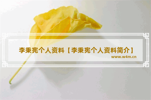 李秉宪个人资料【李秉宪个人资料简介】