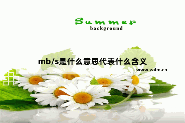 mb/s是什么意思代表什么含义