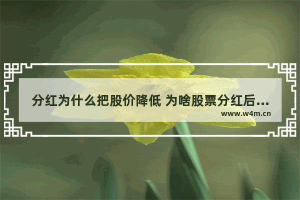 分红为什么把股价降低 为啥股票分红后股价变低了怎么回事