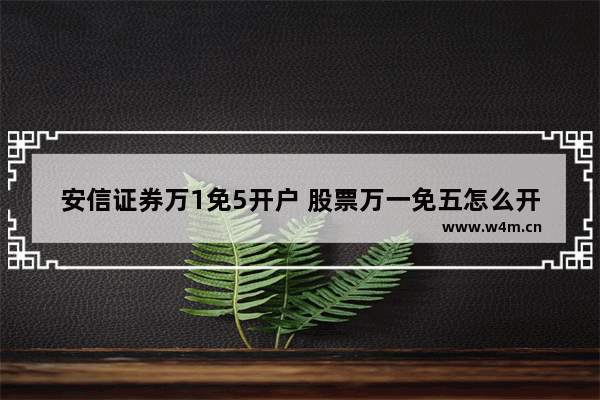 安信证券万1免5开户 股票万一免五怎么开户