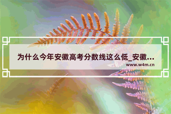 为什么今年安徽高考分数线这么低_安徽高考分数线查询方法