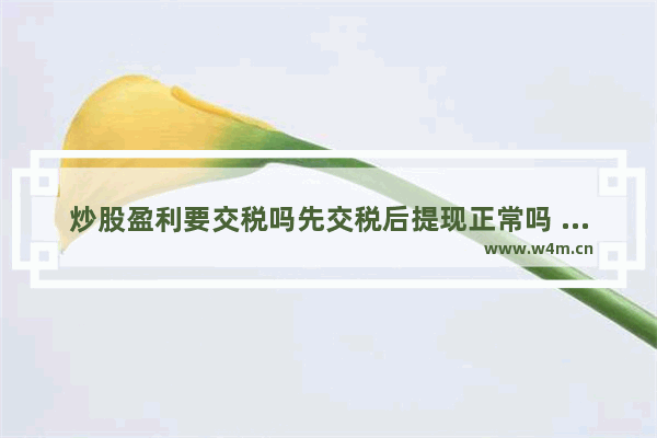 炒股盈利要交税吗先交税后提现正常吗 股票分红缴税后亏了