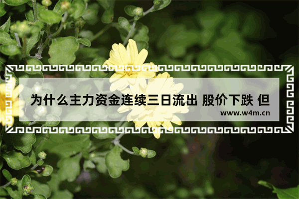 为什么主力资金连续三日流出 股价下跌 但主力持仓不变 股票连续几个月下跌