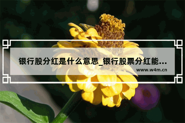 银行股分红是什么意思_银行股票分红能赚钱吗