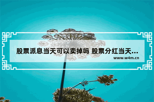 股票派息当天可以卖掉吗 股票分红当天卖有钱赚吗