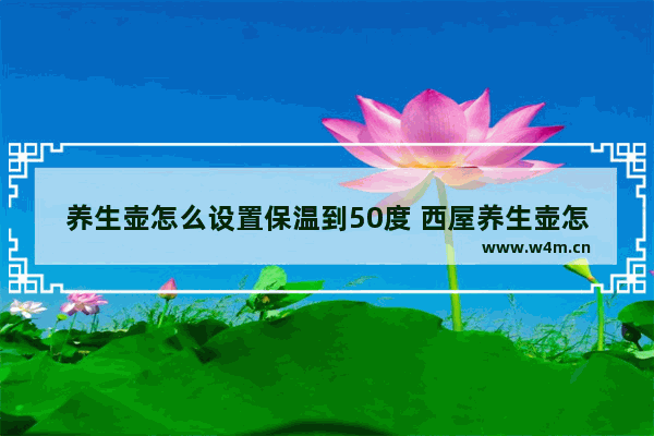 养生壶怎么设置保温到50度 西屋养生壶怎么样