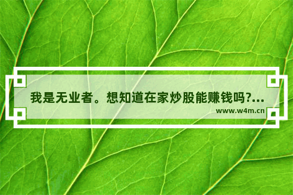 我是无业者。想知道在家炒股能赚钱吗?还能做什么好呢 现在投资股票能挣钱吗