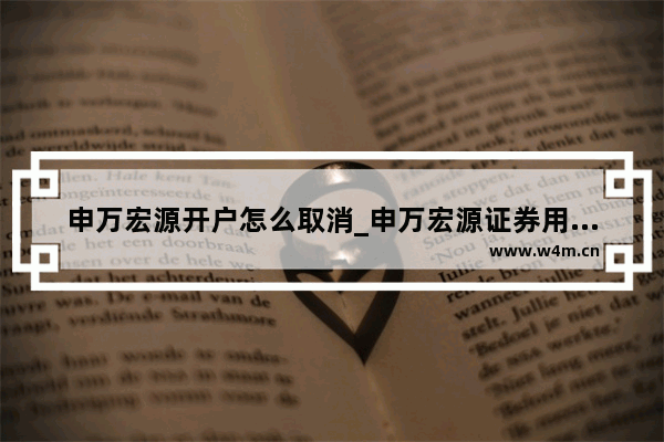 申万宏源开户怎么取消_申万宏源证券用手机怎么网上销户