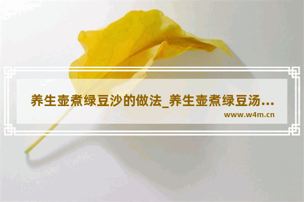 养生壶煮绿豆沙的做法_养生壶煮绿豆汤要多久