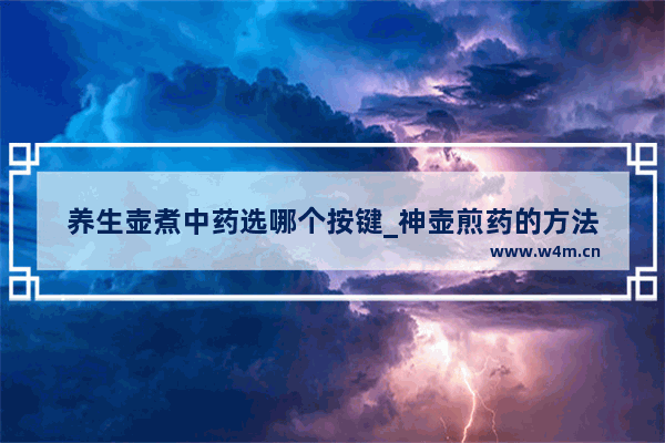 养生壶煮中药选哪个按键_神壶煎药的方法