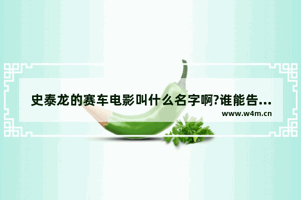 史泰龙的赛车电影叫什么名字啊?谁能告诉我啊 史泰龙最新电影什么名字好看一点