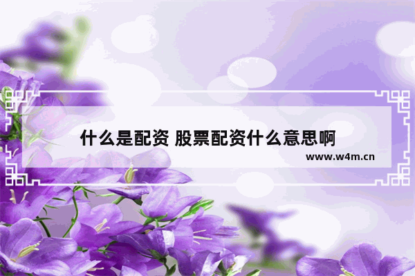 什么是配资 股票配资什么意思啊