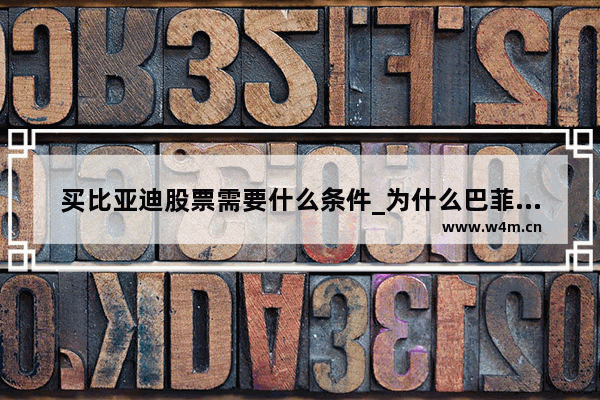 买比亚迪股票需要什么条件_为什么巴菲特买比亚迪只要8元 我们要18元