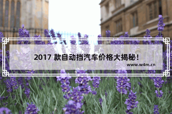 2017 款自动挡汽车价格大揭秘！