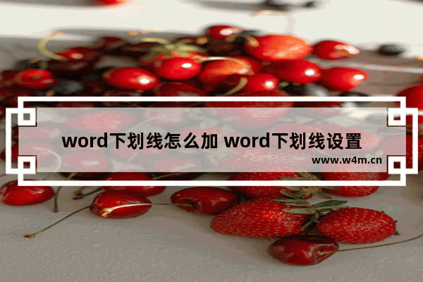 word下划线怎么加 word下划线设置技巧