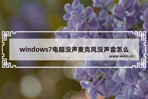 windows7电脑没声麦克风没声音怎么办