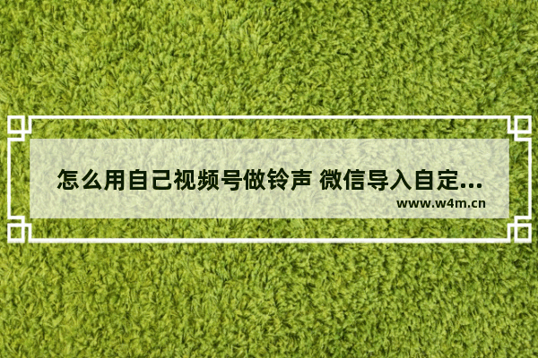 怎么用自己视频号做铃声 微信导入自定义铃声教程