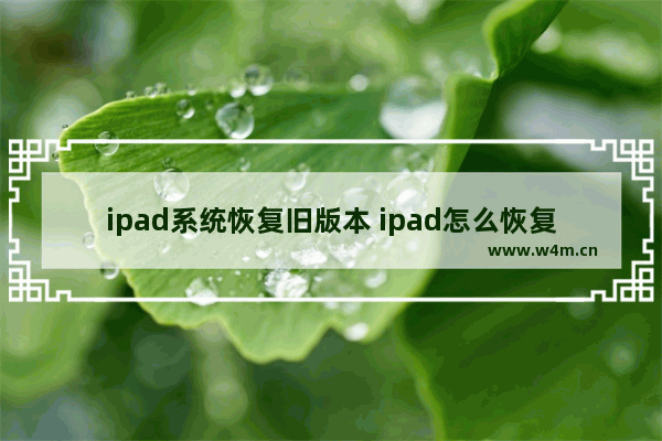 ipad系统恢复旧版本 ipad怎么恢复系统