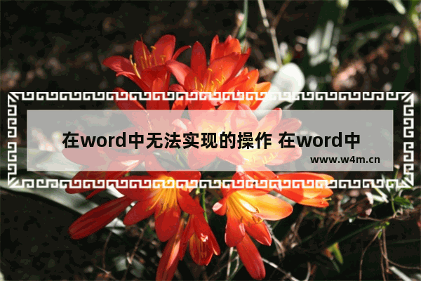 在word中无法实现的操作 在word中有没有无法实现的操作