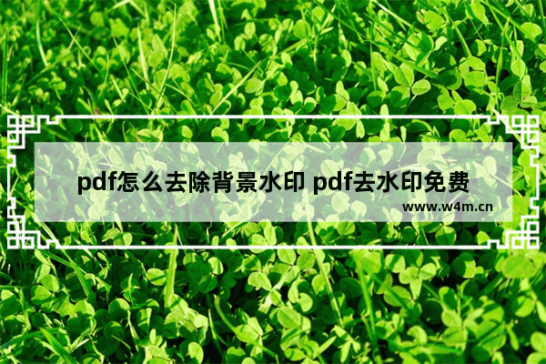 pdf怎么去除背景水印 pdf去水印免费软件推荐