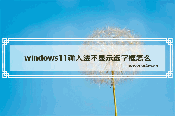 windows11输入法不显示选字框怎么办 windows11打字没有选字框怎么办