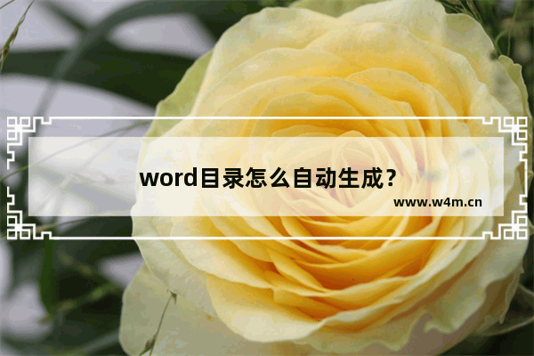 word目录怎么自动生成？