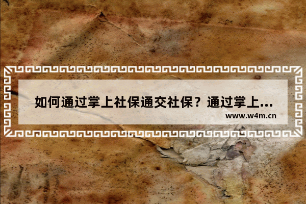 如何通过掌上社保通交社保？通过掌上社保通交社保的方法说明