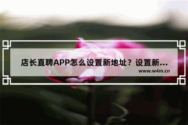 店长直聘APP怎么设置新地址？设置新地址的方法说明