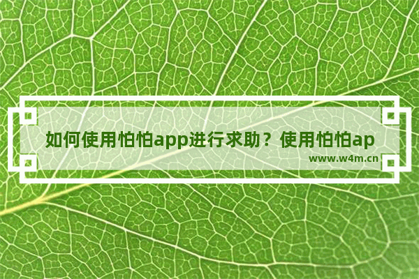 如何使用怕怕app进行求助？使用怕怕app求助的方法介绍