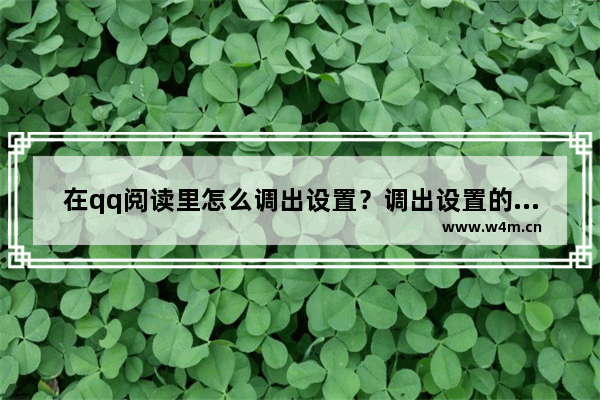 在qq阅读里怎么调出设置？调出设置的方法分享