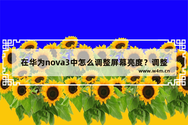 在华为nova3中怎么调整屏幕亮度？调整屏幕亮度的方法分享