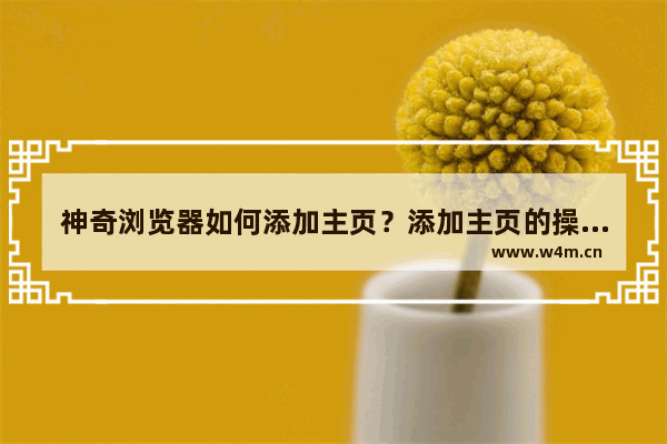 神奇浏览器如何添加主页？添加主页的操作流程分享