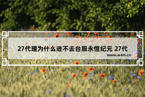 27代理为什么进不去台服永恒纪元 27代理进不去台服永恒纪元的原因说明