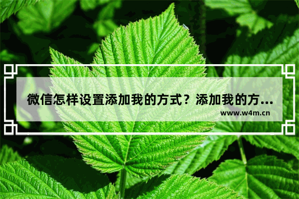 微信怎样设置添加我的方式？添加我的方式设置步骤分享