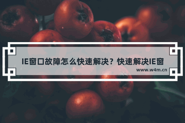 IE窗口故障怎么快速解决？快速解决IE窗口故障的方法分享