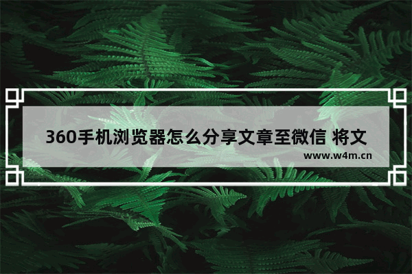 360手机浏览器怎么分享文章至微信 将文章分享至微信流程介绍