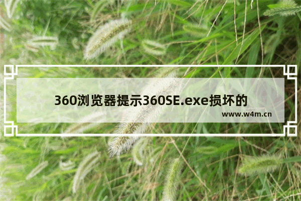 360浏览器提示360SE.exe损坏的图像怎么解决 360SE.exe损坏的图像解决方式一览