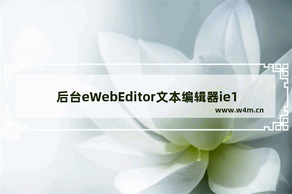 后台eWebEditor文本编辑器ie10不能用怎么解决？解决方法分享(兼容模式)