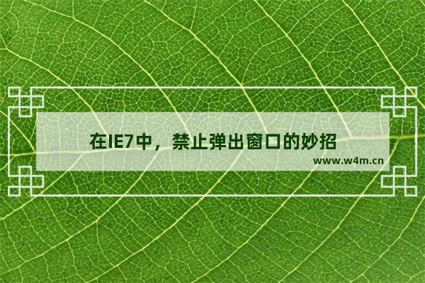 在IE7中，禁止弹出窗口的妙招