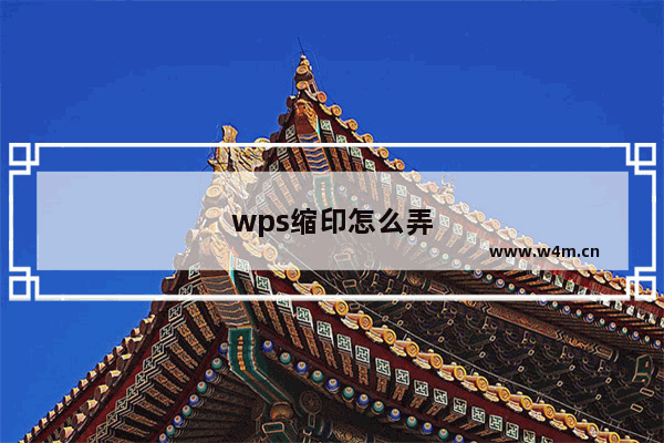 wps缩印怎么弄