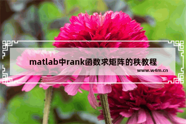 matlab中rank函数求矩阵的秩教程分享